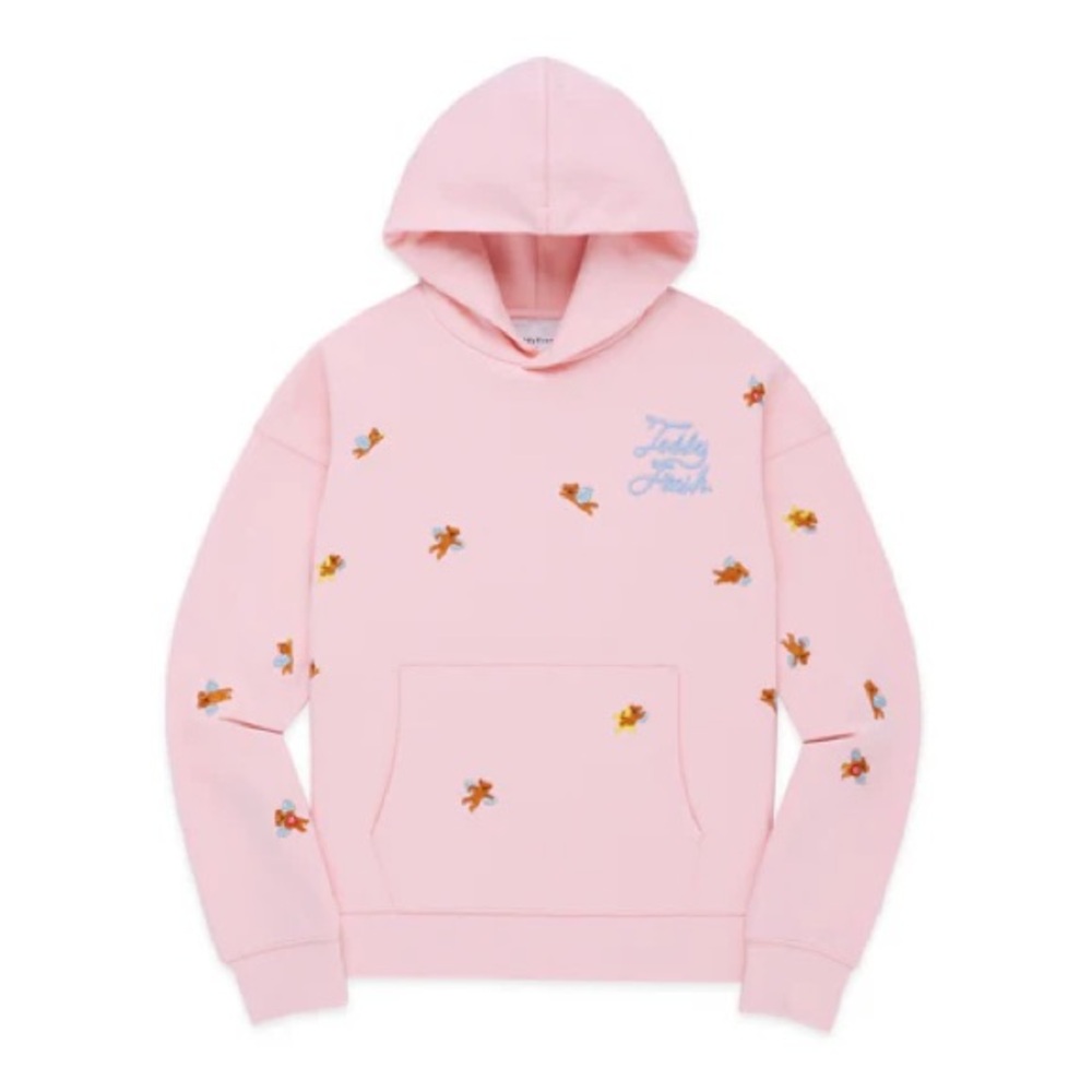 Teddy Fresh Angel Bears Hoodie Sweatshirt Pink Unisex Size 2XL